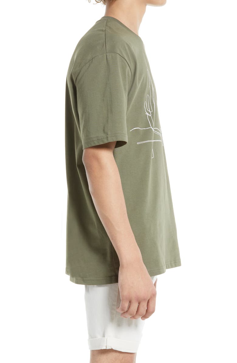 Topman Oversize Cactus Print Graphic Tee, Alternate, color,