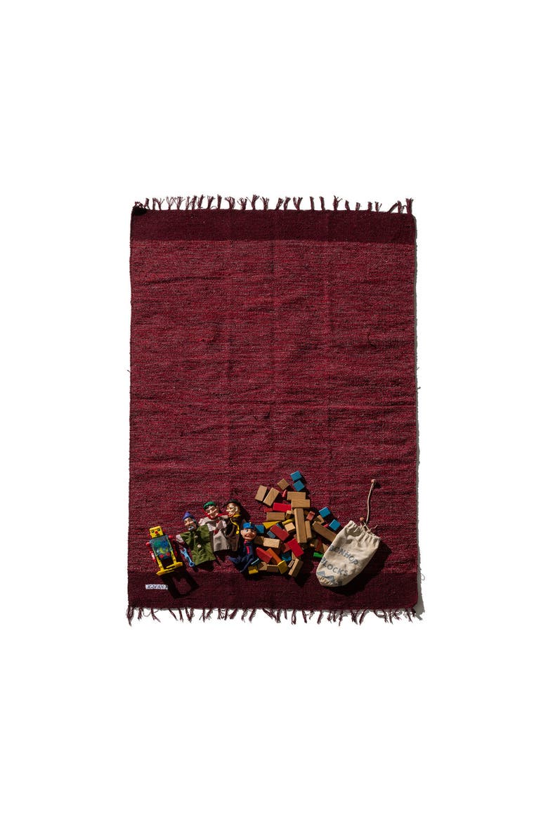 Handloomed Recycled Yarn Large Rug, Alternate, color, Burgundy
