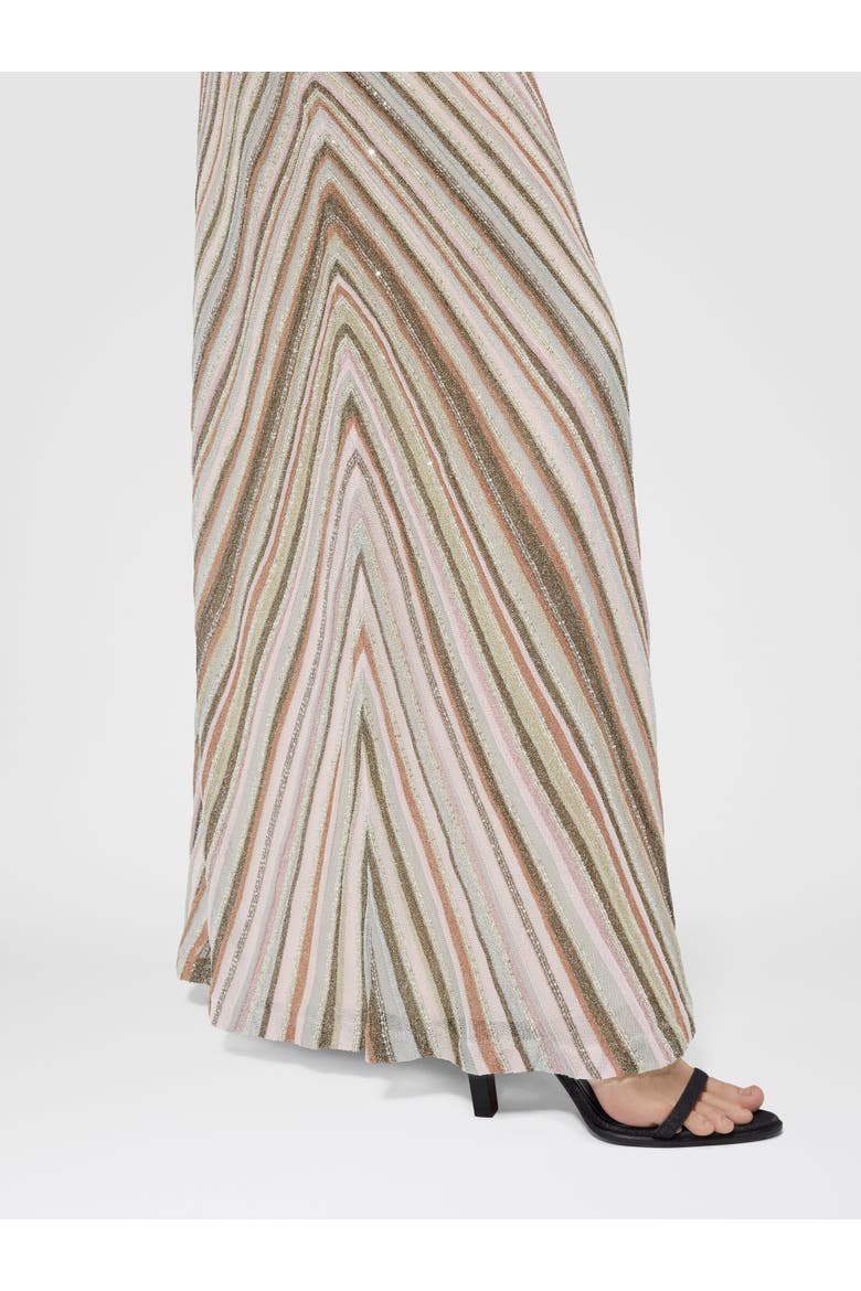 One-shoulder Striped Long Dress With Sequins, Alternate, color, Pink