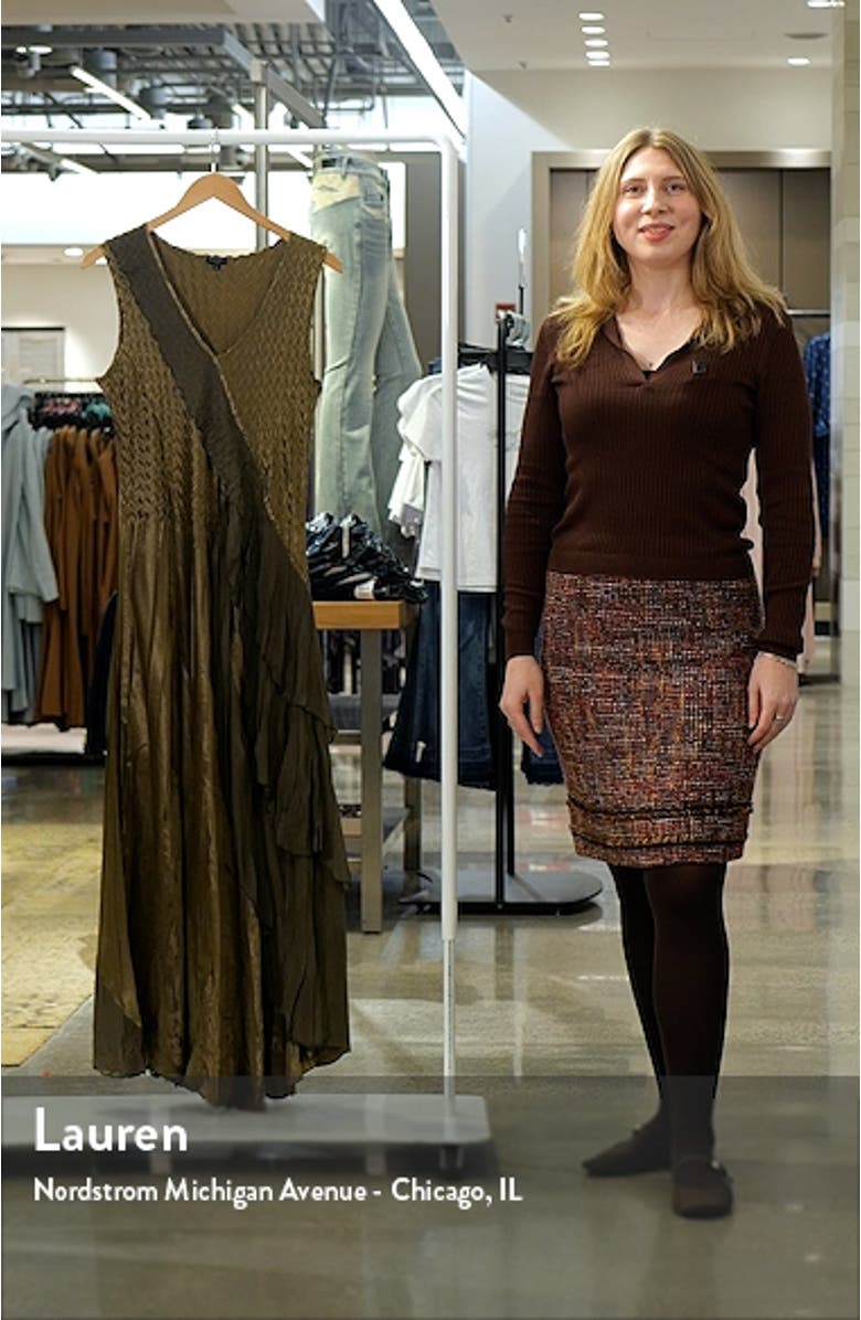 Ruffle Sleeveless Chiffon & Charmeuse Cocktail Dress, sales video thumbnail