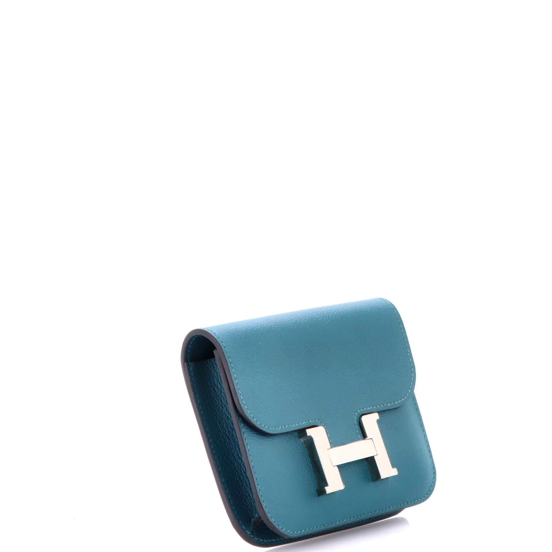 Pre-Owned Hermes Constance Slim Wallet Evercolor, Alternate, color, Vert Bosphore