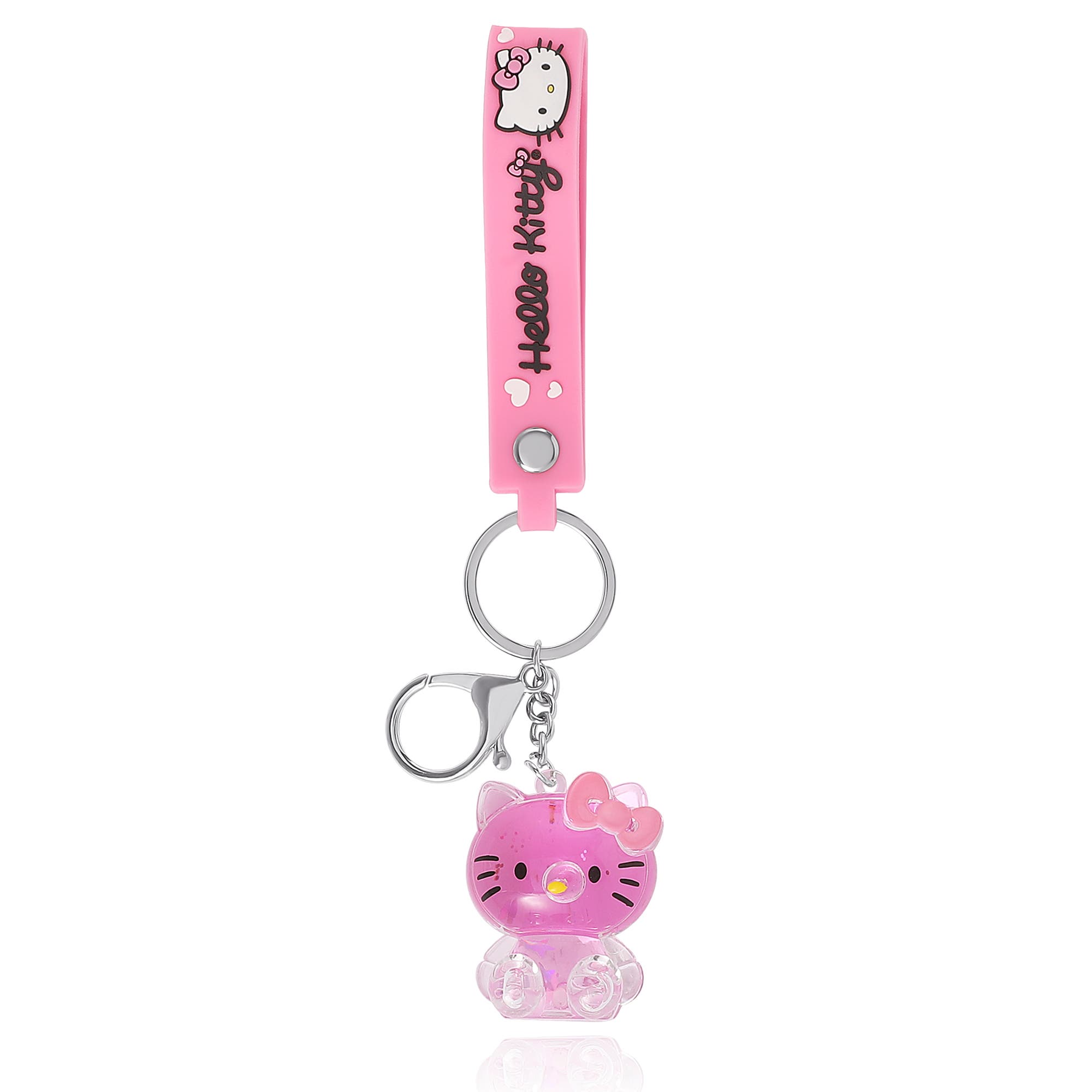 Hello Kitty Liquid Keychain with Wrist Strap, Alternate, color, Pink