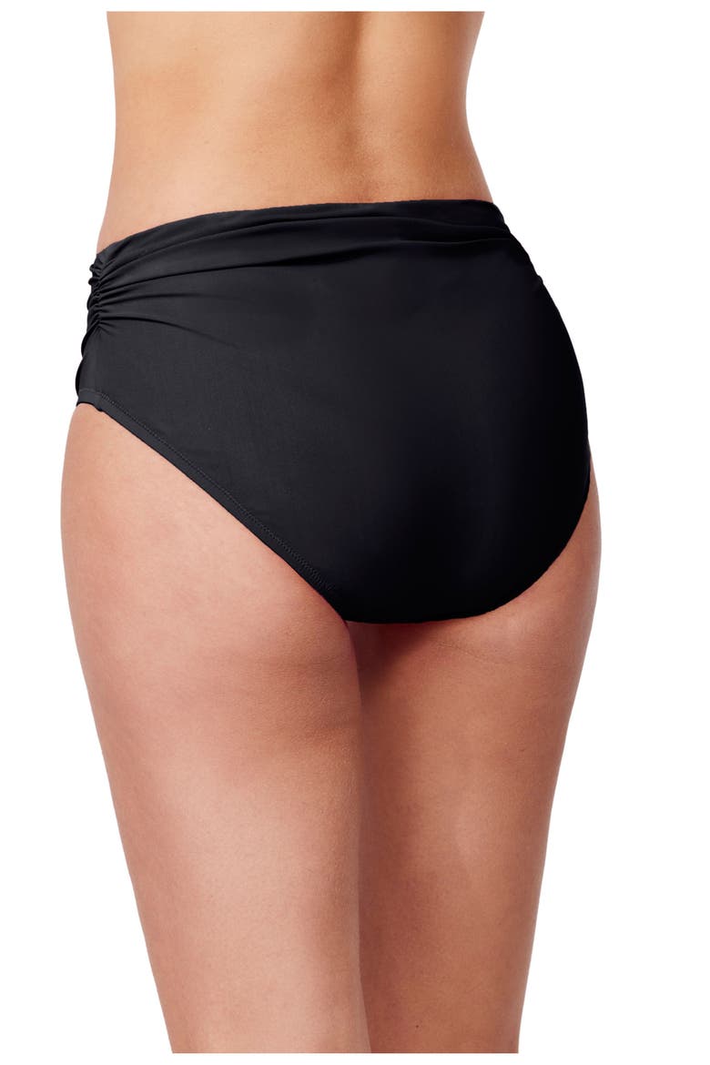 Tutti Frutti Shirred Mid Rise Swim Bottom, Alternate, color, Black