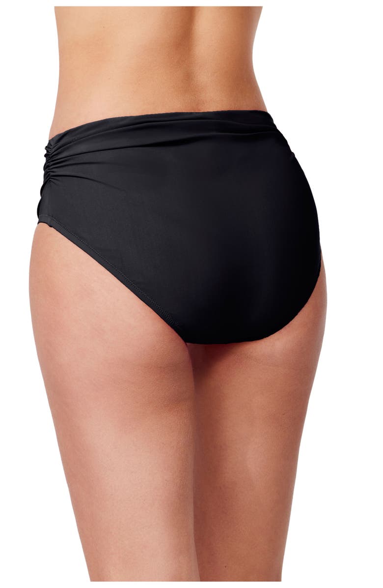 Profile by Gottex Tutti Frutti Shirred Mid Rise Swim Bottom, Alternate, color, Black
