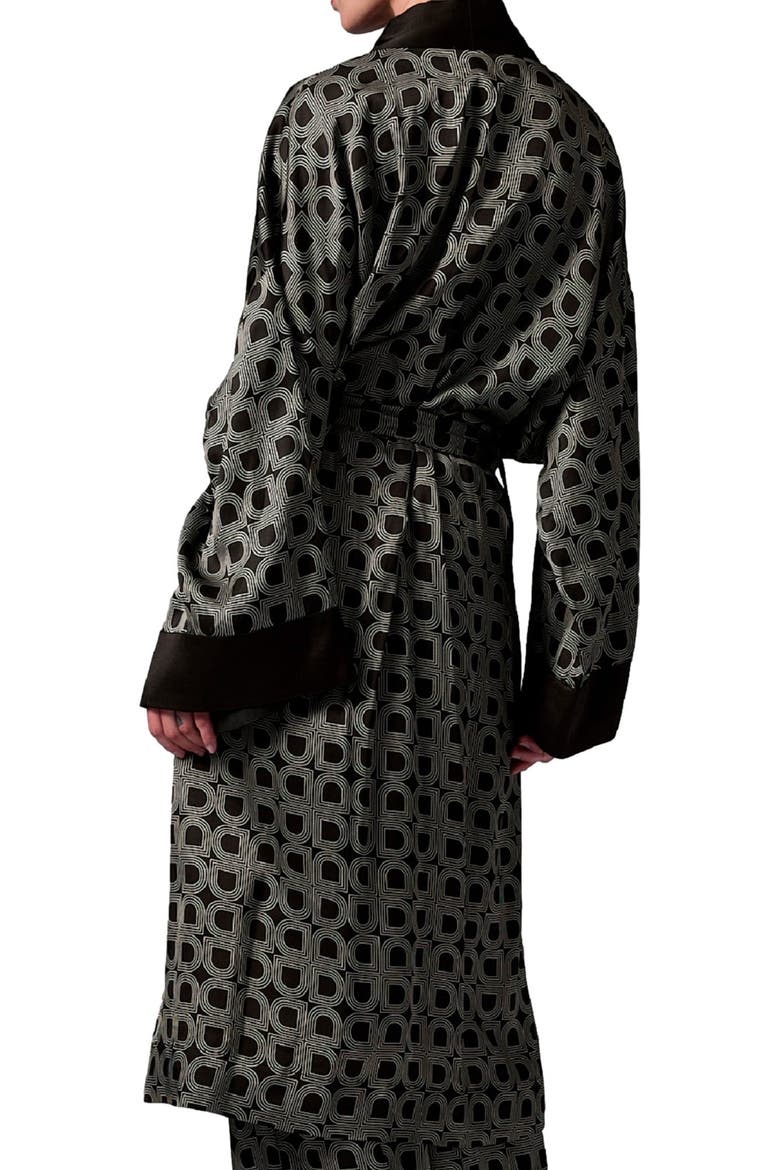 Rani Geometric Print Maxi Length Robe, Alternate, color, Black