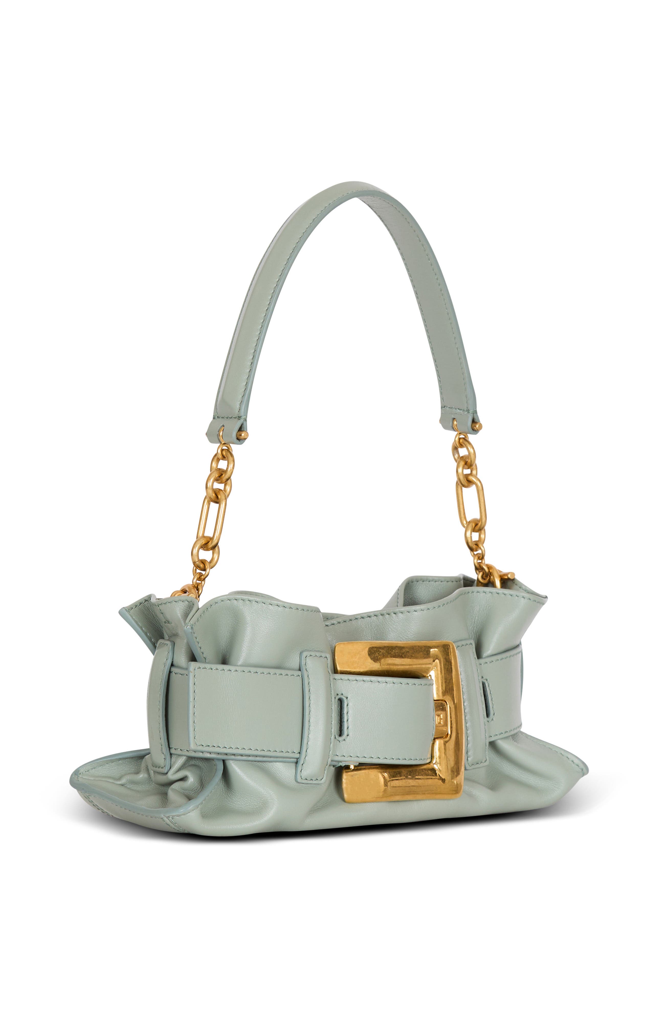 Balmain Mini Anthem bag in calfskin leather, Alternate, color, Green