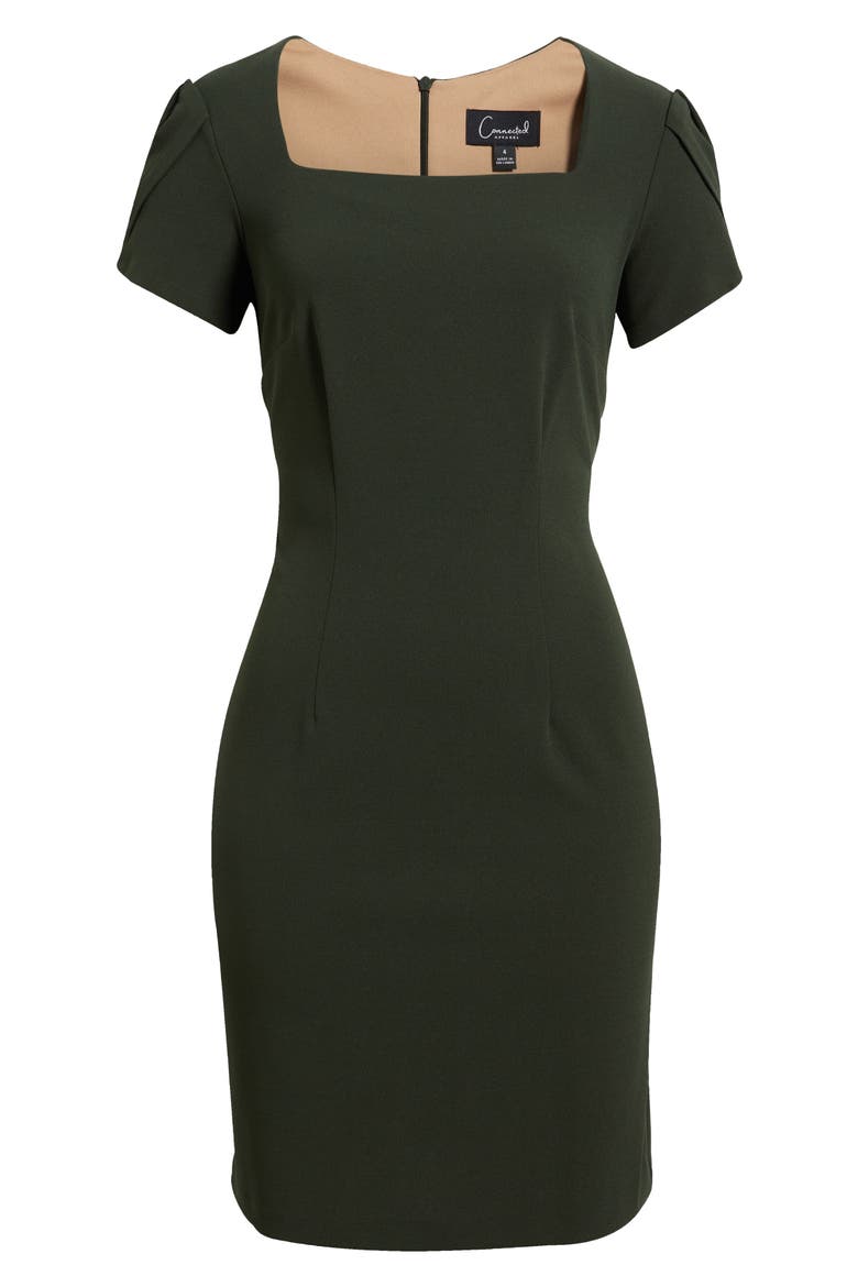 Tulip Sleeve Sheath Dress, Alternate, color, LODEN/GOLD