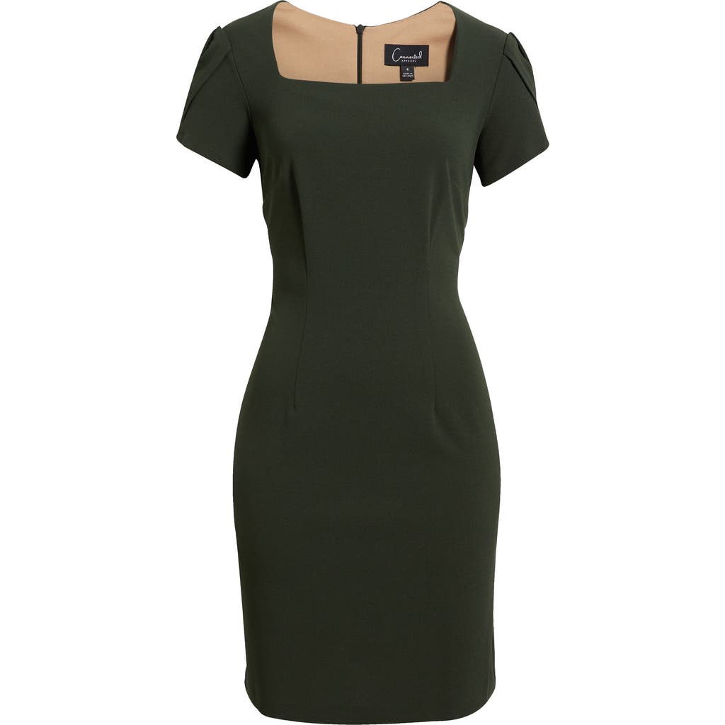 Connected Apparel Tulip Sleeve Sheath Dress In Black