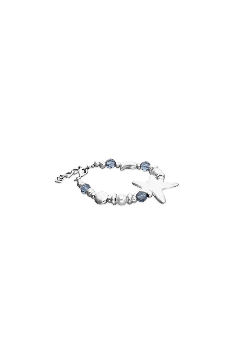 Silver-Tone Bracelet with Blue Faceted Crystals and Star, Alternate, color, Silver