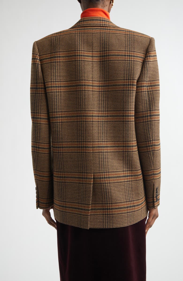 Saint Laurent Prince of Wales Plaid Wool Blazer, Alternate, color, Marron/ Beige/ Roux