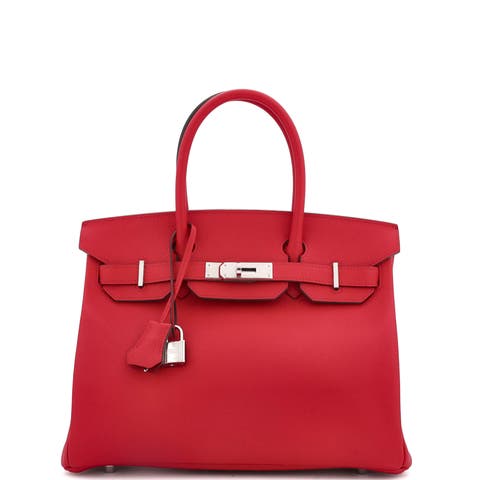 Birkin Handbag Red Epsom with Palladium Hardware 30