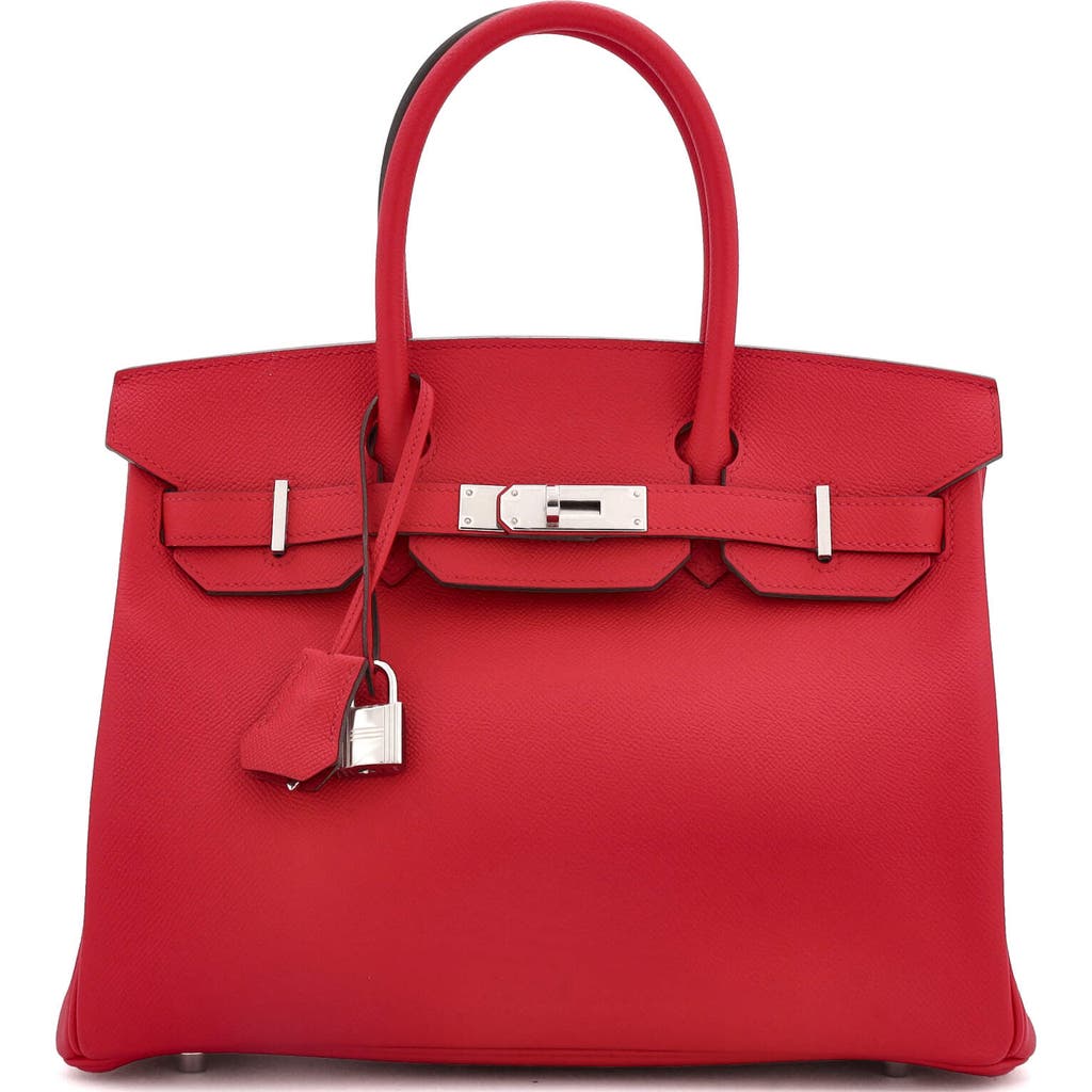 Pre-owned Hermes Hermes Birkin Handbag Red Epsom With Palladium Hardware 30 In Red