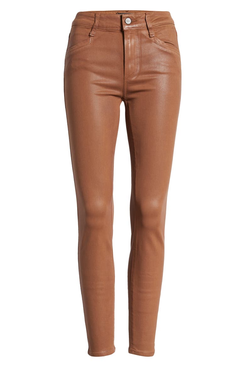 Hoxton High Waist Ankle Skinny Jeans, Alternate, color, COGNAC LUXE COATING