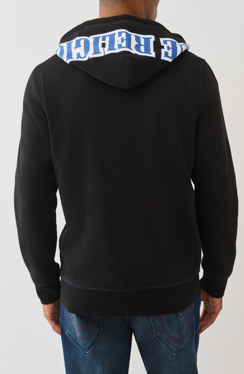 True Religion Buddha Icon Zip Hoodie, Alternate, color, Jet Black