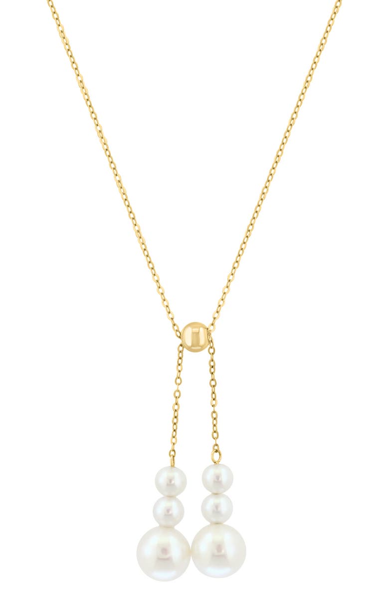 EFFY 14K Gold 6mm Freshwater Pearl Double Pendant Necklace, Main, color, White