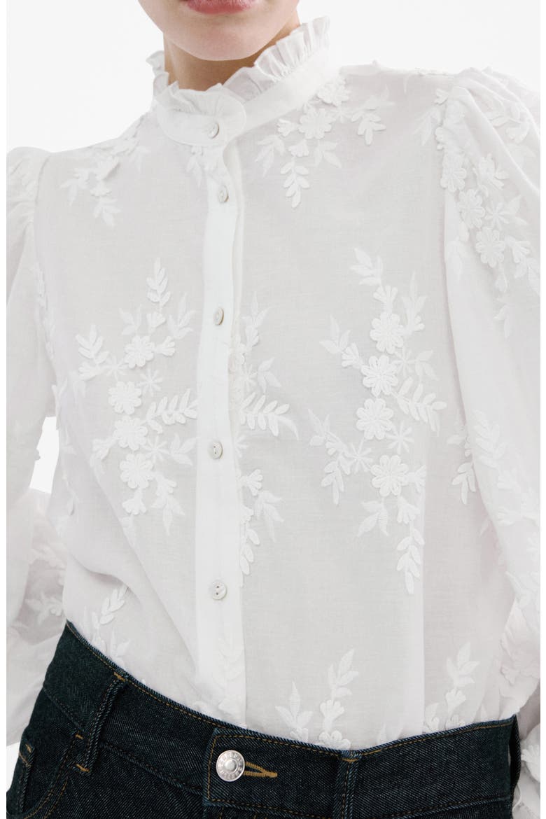 Floral Embroidered Shirt, Alternate, color, OFF WHITE