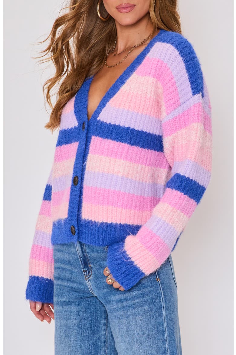 Mood Boost Stripe Cardigan, Alternate, color, PURPLE COMBO