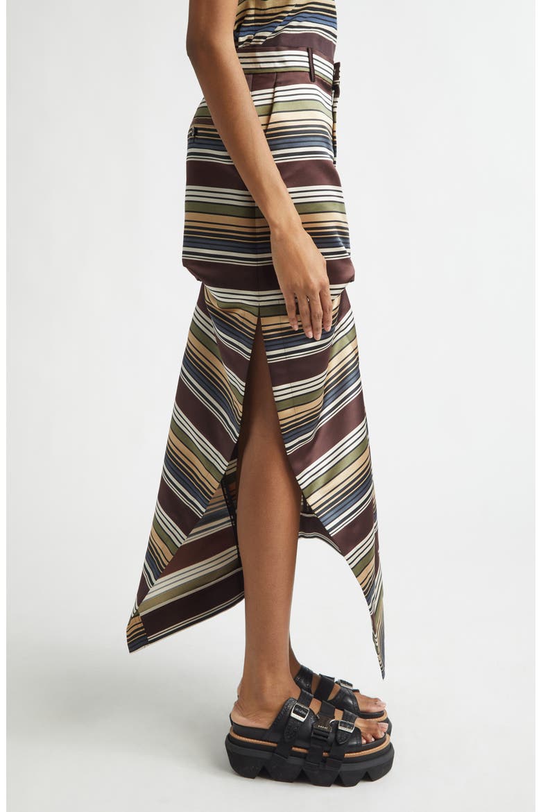 Horizontal Stripe Satin Skirt, Alternate, color, BROWN/ BEIGE