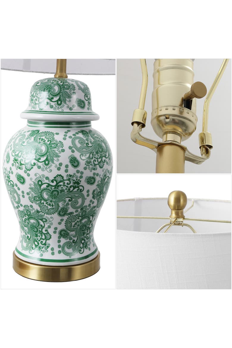 Ellis Chinoiserie Ceramic LED Table Lamp, Alternate, color, Green/White