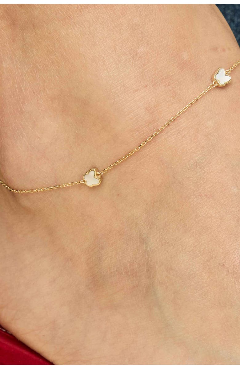 Oradina 14K Yellow Gold Flutter By Anklet, Alternate, color, Yellow Gold