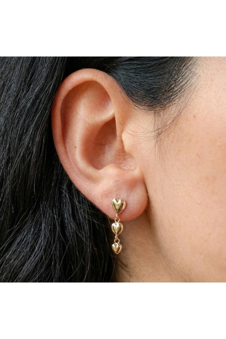 Gold Heart Dangle Screw Back Earrings, Alternate, color, Gold