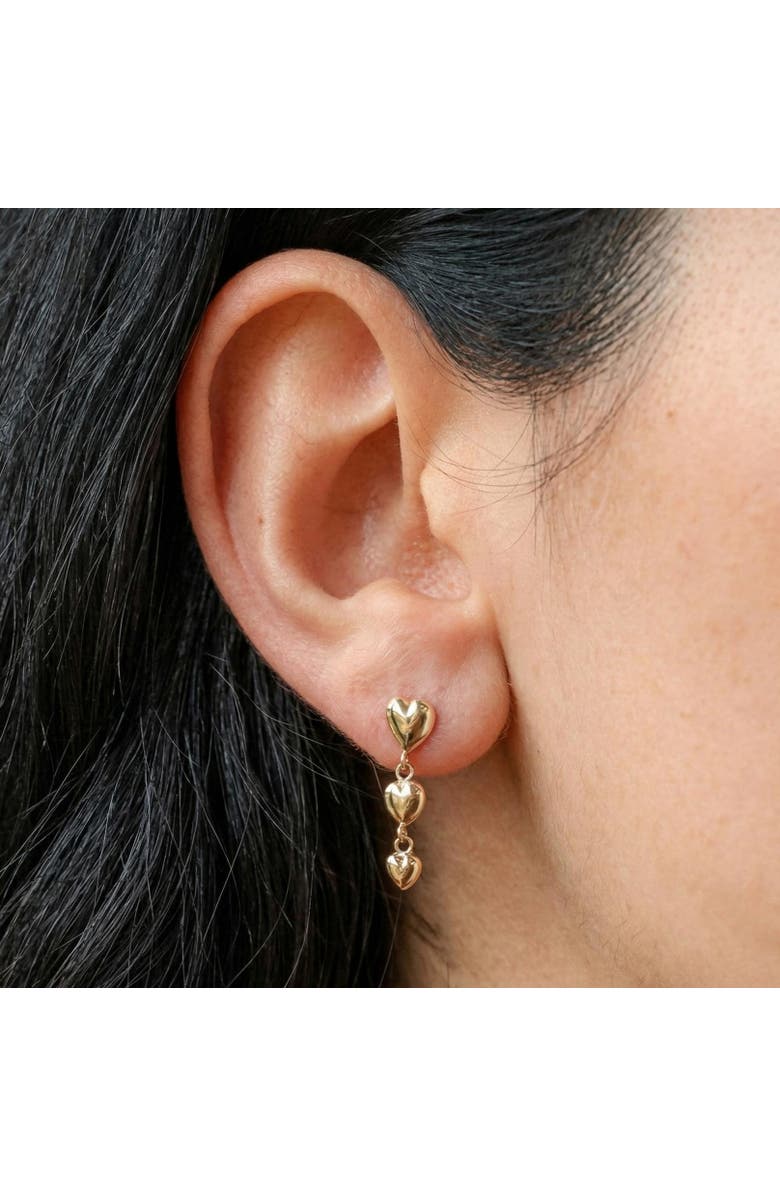 The Lovery Fine Jewelry Gold Heart Dangle Screw Back Earrings, Alternate, color, Gold