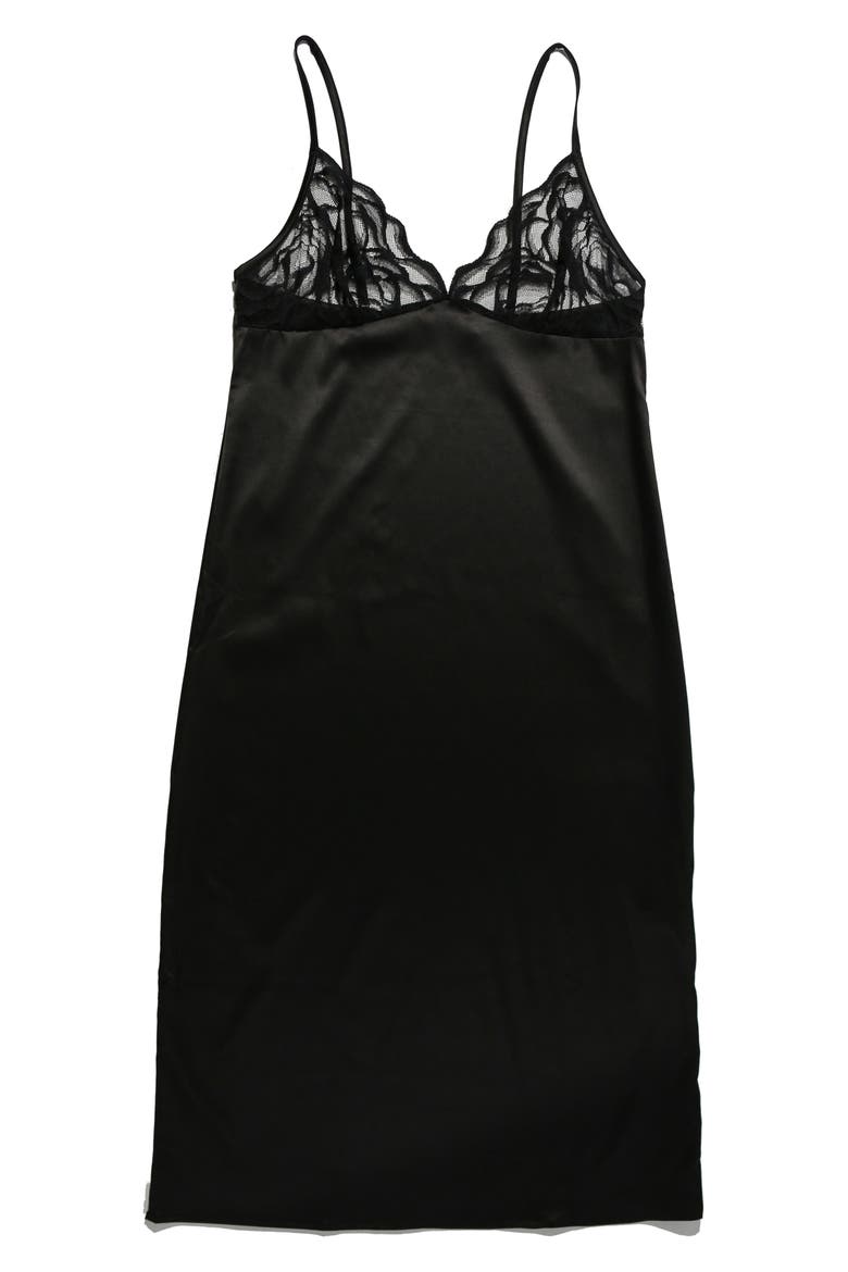 Dark Romance Satin Chemise, Alternate, color, BLACK