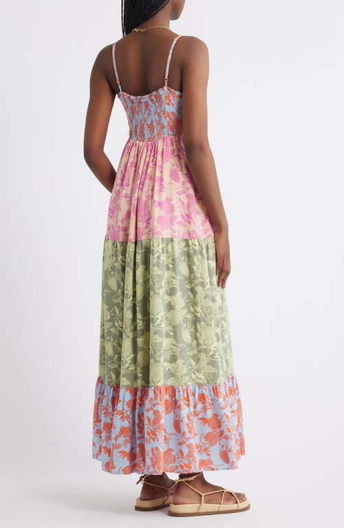 Treasure & Bond Smocked Tiered Sleeveless Maxi Dress In Multi