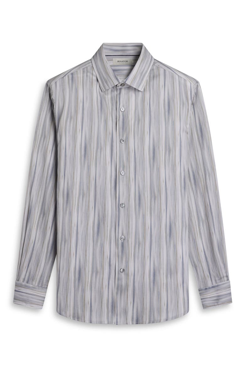 Julian Shaped Fit Brushstroke Stripe Print Stretch Cotton Button-Up Shirt, Alternate, color, SHARK