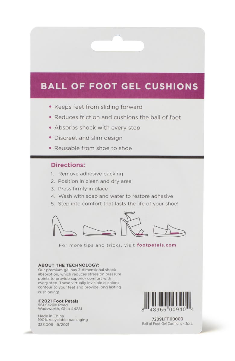 Foot Petals 3-Pack Gel Ball of Foot Cushions, Alternate, color,