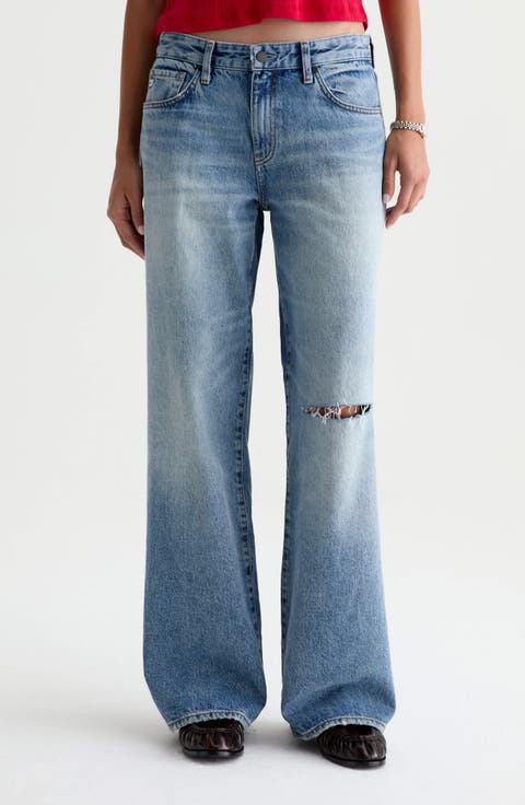 Adria Ripped Low Rise Baggy Wide Leg Jeans