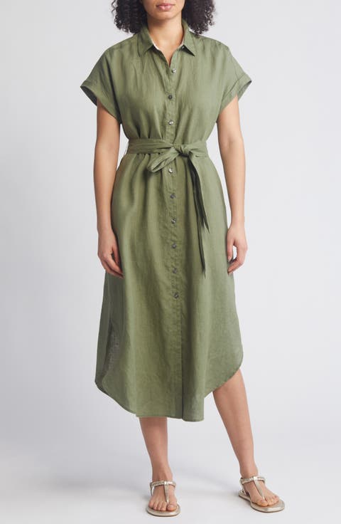 Coastalina Linen Midi Shirtdress
