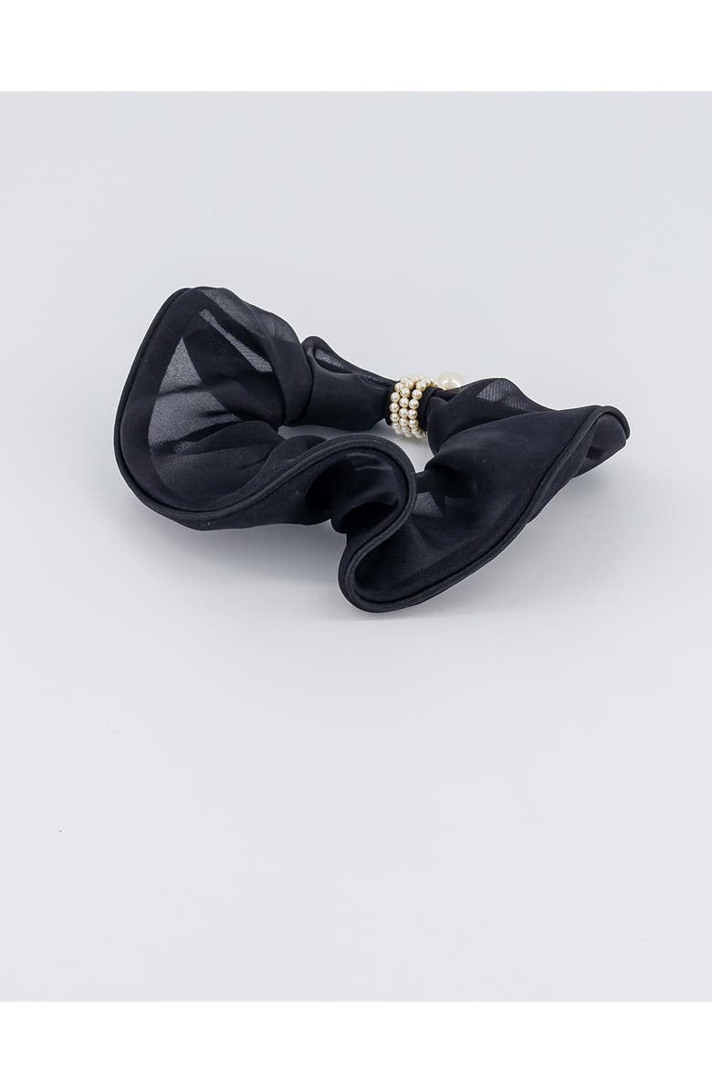 Alexandre de Paris Organza silk scrunchie, Alternate, color, Black