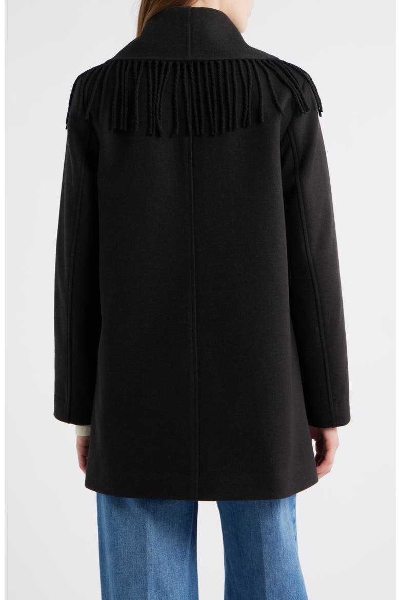 Fringe Shawl Collar Coat, Alternate, color, BLACK