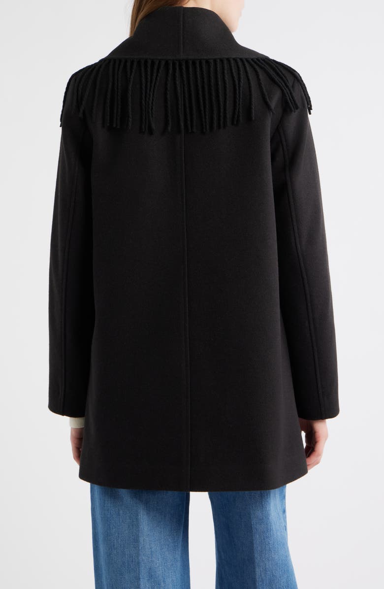 Sam Edelman Fringe Shawl Collar Coat, Alternate, color, Black