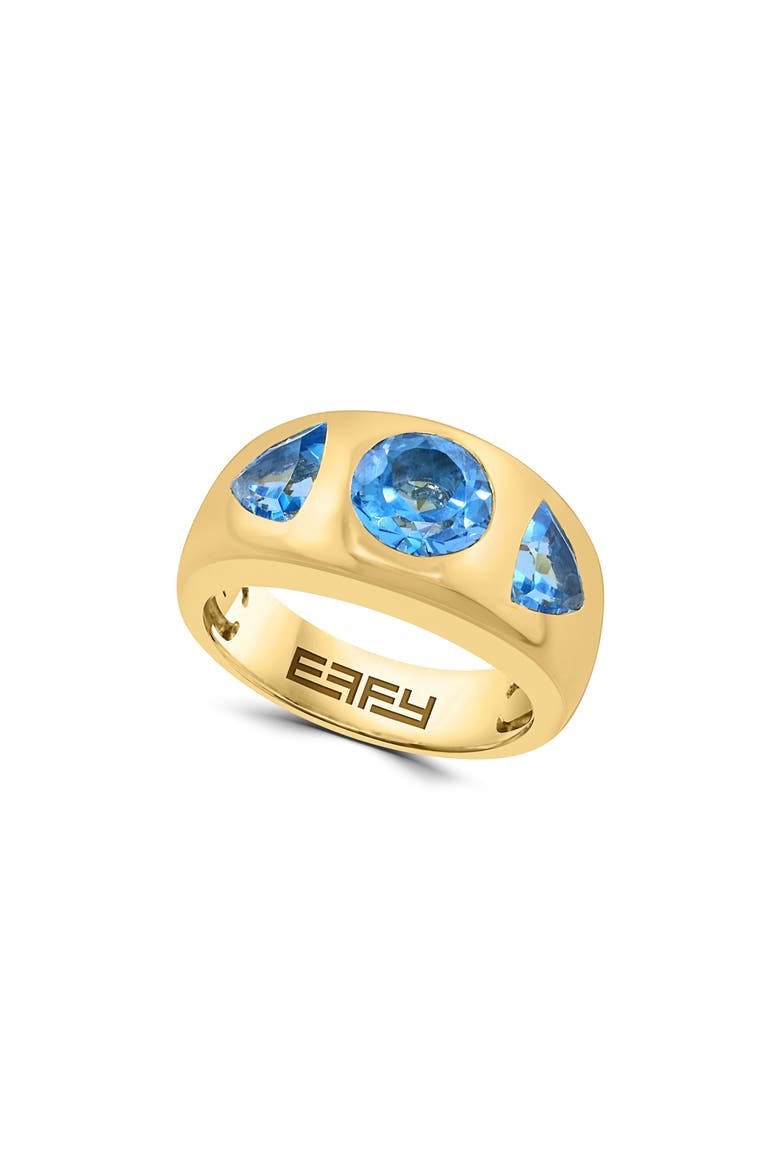 Gold Plated Sterling Silver Blue Stone Band Ring, Main, color, BLUE