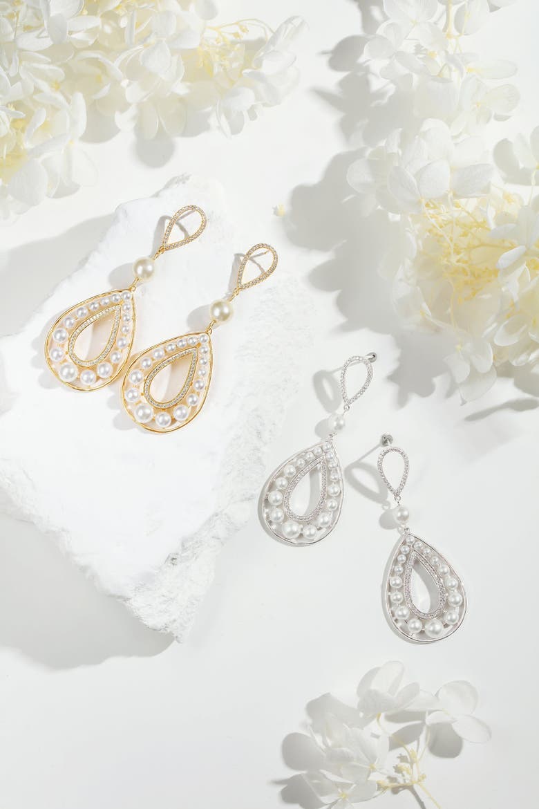 Hollow Teardrop Dangle Earrings, Alternate, color, Silver