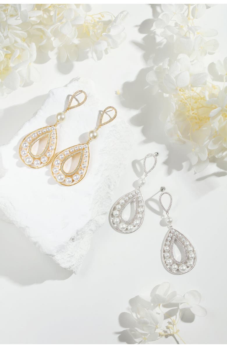 Classicharms Hollow Teardrop Dangle Earrings, Alternate, color, Silver