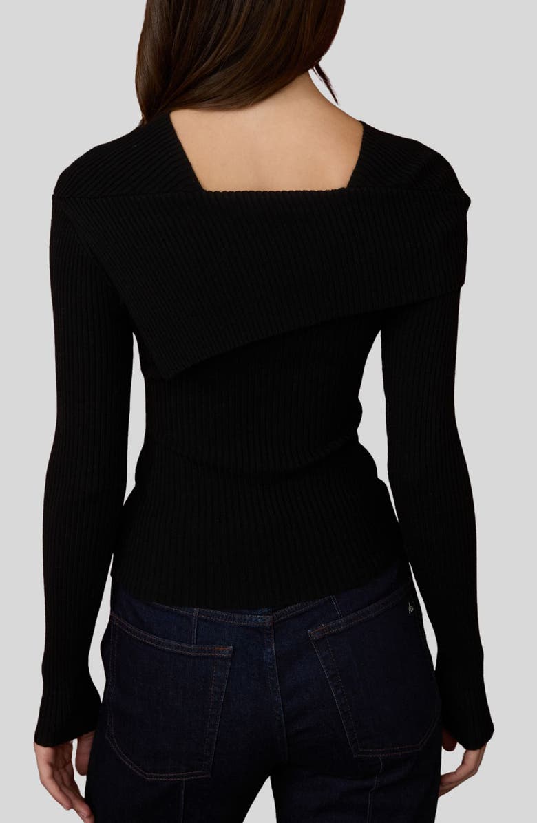 Blu Pepper Asymmetric Long Sleeve Ribbed Sweater, Alternate, color, Black