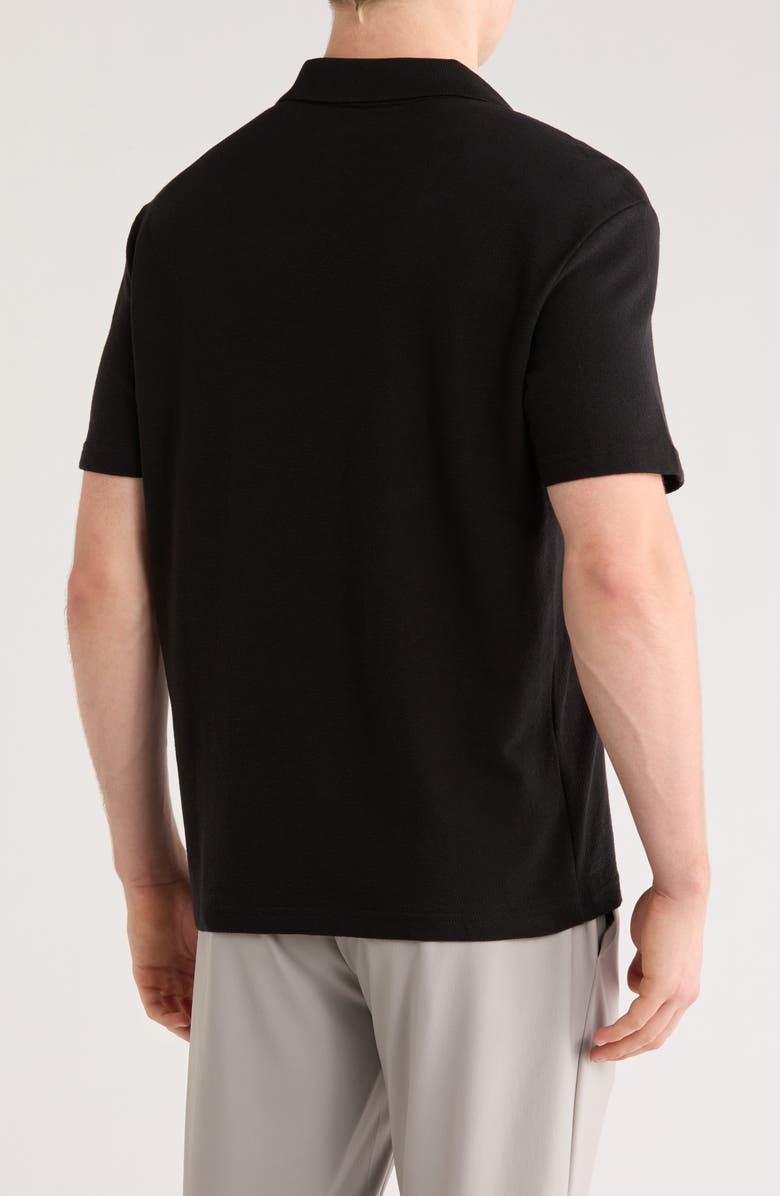 Calvin Klein Johnny Collar Crepe Jersey Polo, Alternate, color, Black