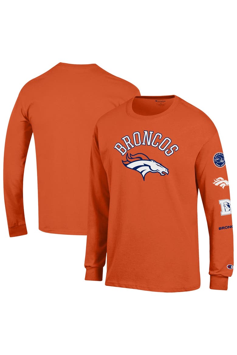 Men's Champion  Orange Denver Broncos Seal Long Sleeve T-Shirt, Main, color, Orange