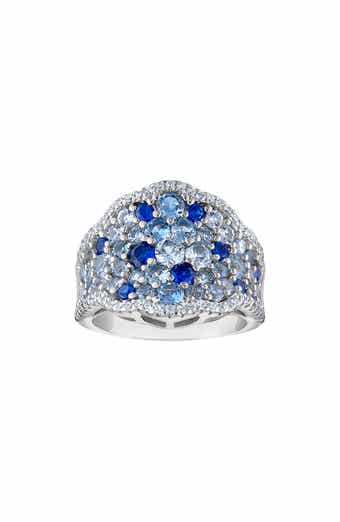 FUZION CREATIONS Pavé Cubic Zirconia & Blue Spinel Cocktail Ring