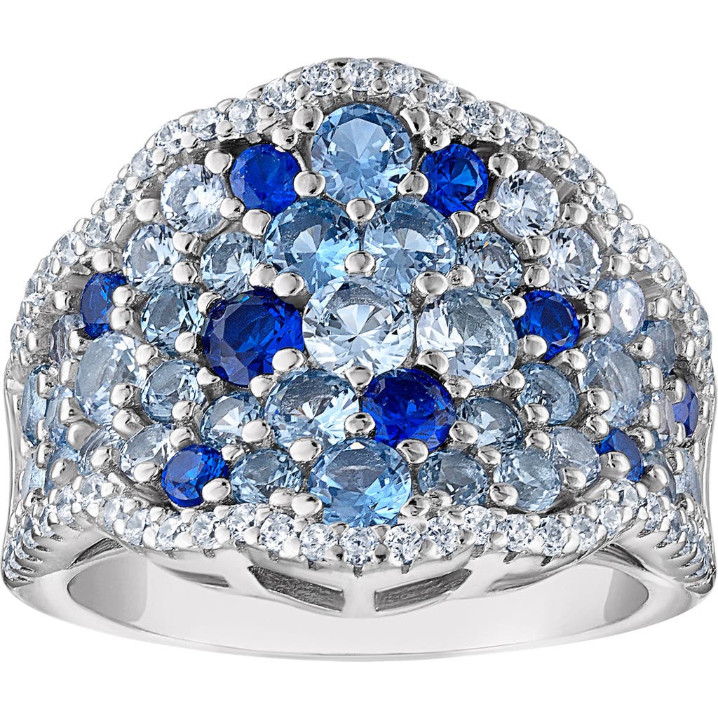 Fuzion Creations Pavé Cubic Zirconia & Blue Spinel Cocktail Ring In White Gold