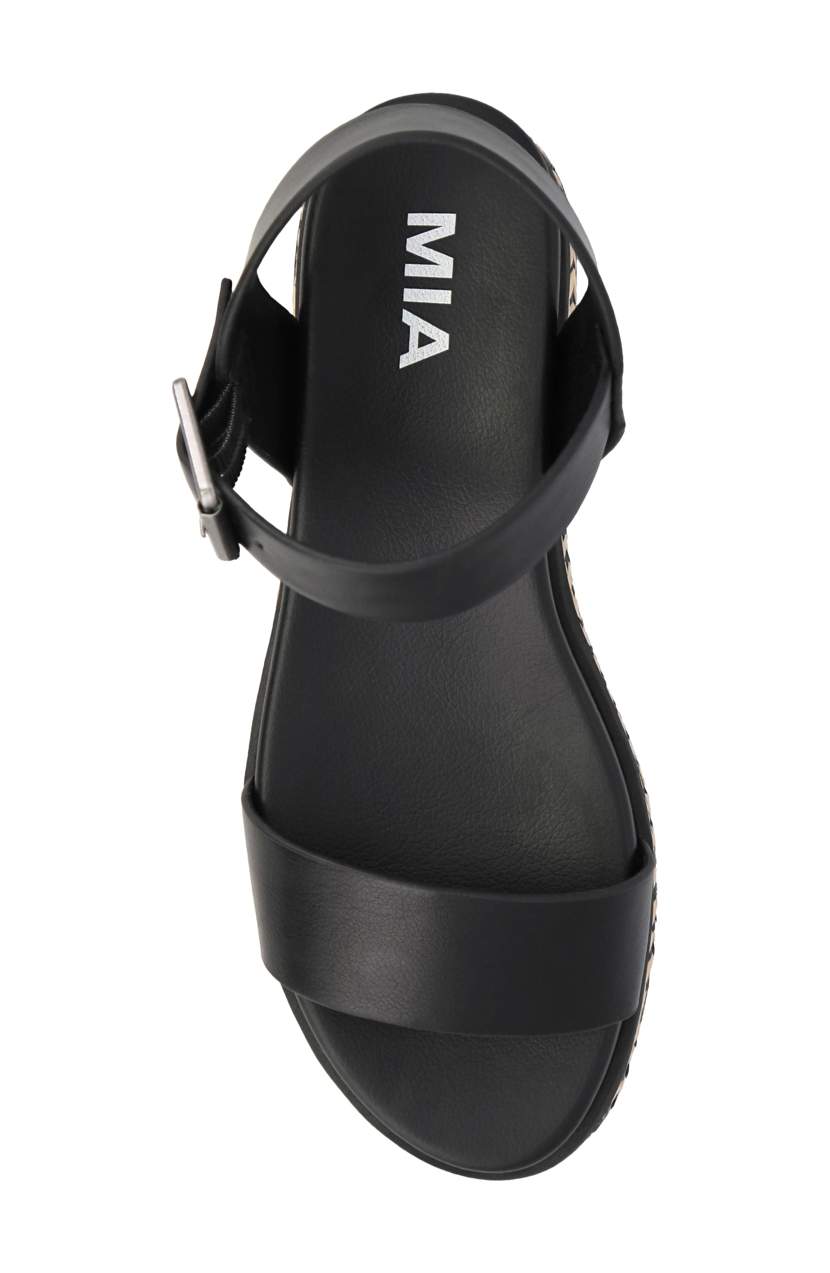MIA Kiera Ankle Strap Platform Wedge Sandal, Alternate, color, Black/ Natural