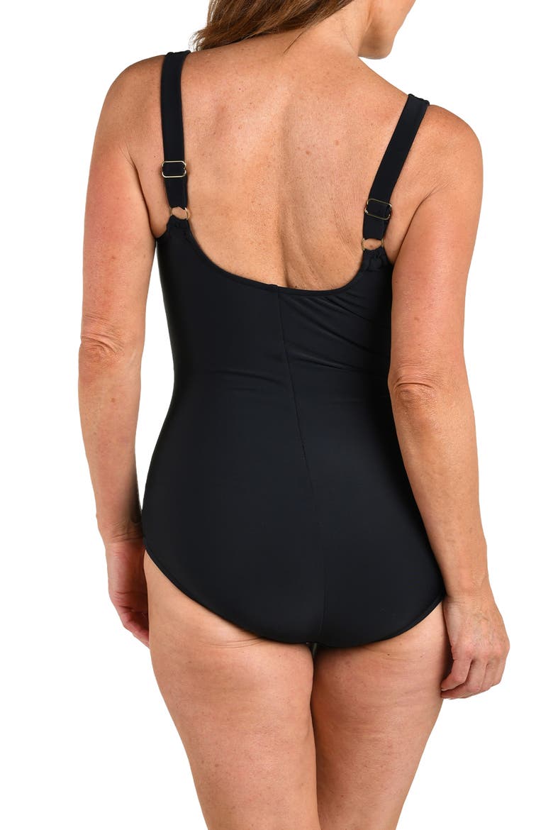 Ruched One-Piece Swimsuit, Alternate, color, BLACK