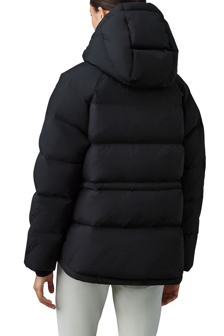 Edana City MG Logo Jacquard 800 Fill Power Down Puffer Coat with Removable Hood, Alternate, color, BLACK
