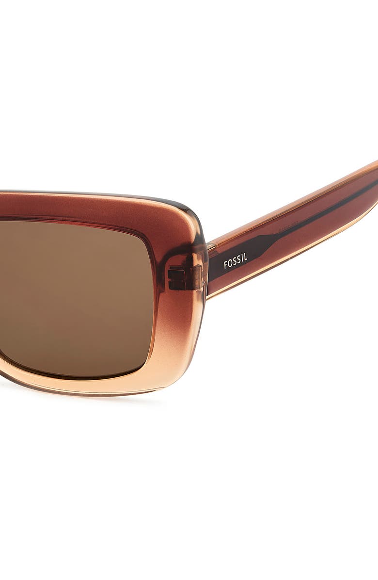 Fossil 52mm Gradient Rectangular Sunglasses, Alternate, color, Brown/ Brown