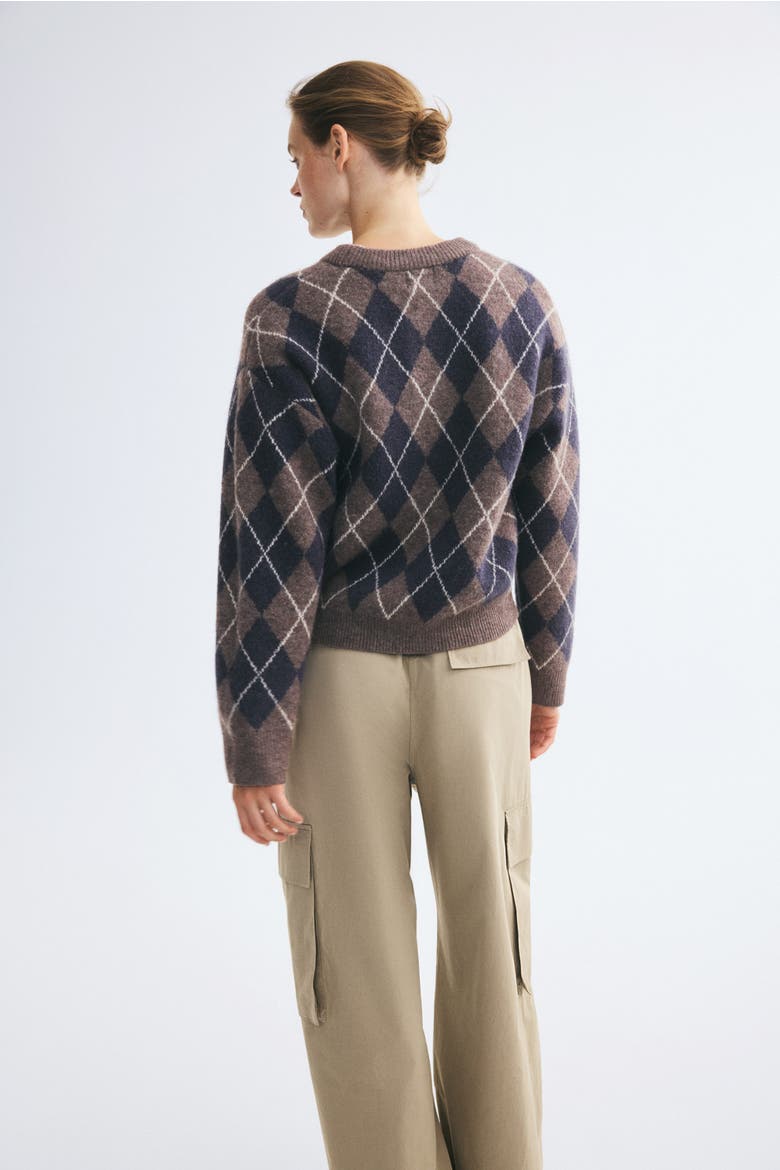 Oversized Knit Sweater, Alternate, color, Dark taupe/argyle