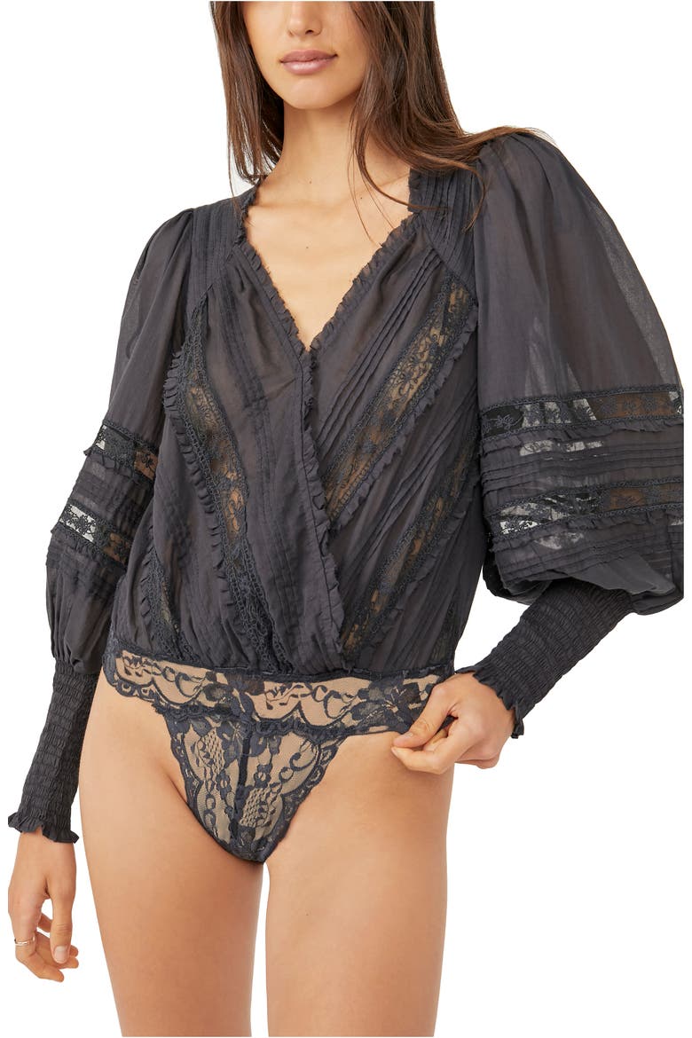 The Eloise Smocked Bodysuit, Alternate, color, BLACK