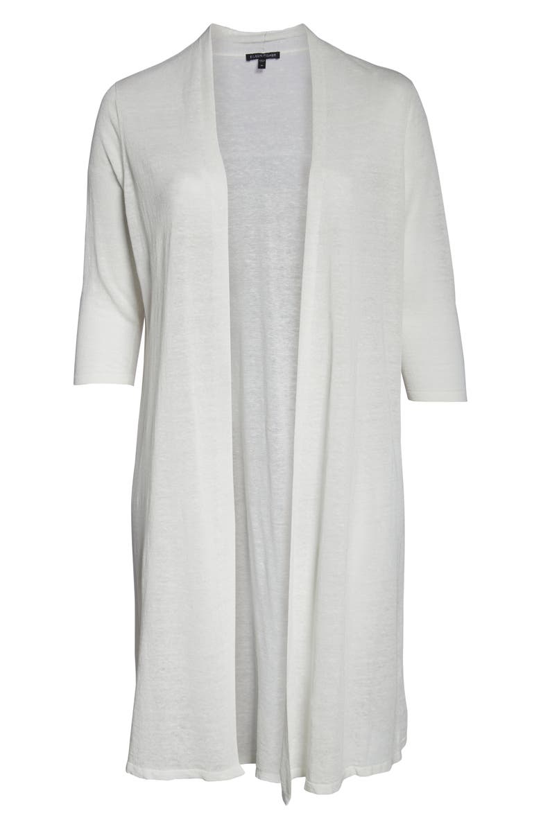 Eileen Fisher Long Organic Linen Blend Cardigan, Alternate, color, 